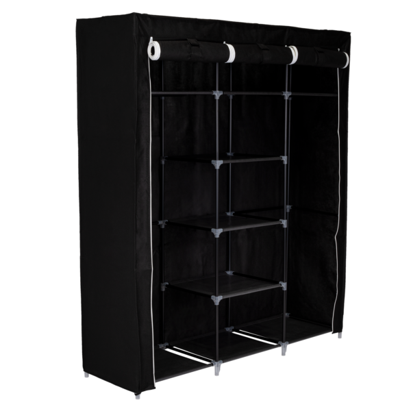 Closet de Tela Negro con Múltiples Niveles