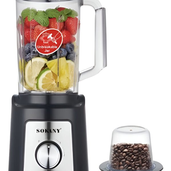 Licuadora SOKANY con Vaso de Vidrio + Molinillo